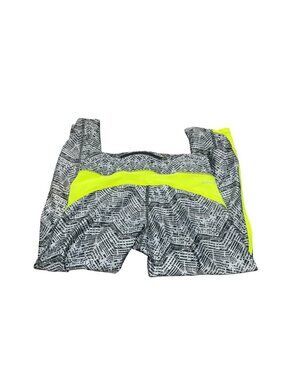 Nike Dri-FIT Gray Geometric Print Neon Yellow Cropped Leggings Women’s XS